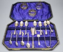 A set of six George V silver Old English and shell pattern teaspoons, other minor cutlery and