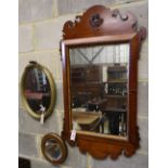 A George III style fret cut wall mirror and two others, tallest 102cmCONDITION: Main fret frame