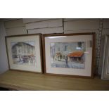 Margaret Milnes (1908-1998), two watercolours, "Mercerie Bonneterie" and "Market at Albi", one