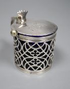 A George III pierced silver drum mustard, with engraved initials, Burrage Davenport, London, 1771,