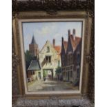 Jimmyler, oil on canvas, Dutch street scene, signed, 49 x 38cmCONDITION: Would benefit from a