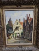 Jimmyler, oil on canvas, Dutch street scene, signed, 49 x 38cmCONDITION: Would benefit from a
