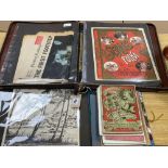 A collection of printed ephemera, including a folio of Victorian decorative sheet music covers, Carl