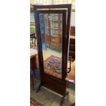 An Edwardian satinwood banded mahogany cheval mirror, width 68cm height 183cmCONDITION: Good clean