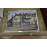 James P. Power, 'Old Houses, Lewes, Sussex' and two similar topographical watercolours, 'High