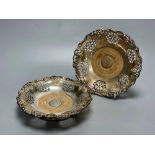 A pair of Victorian silver plated wine coasters, 20cmCONDITION: Structurally good, minor corrosion