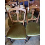 A set of four Victorian inlaid walnut dining chairsCONDITION: All in good condition for age, fair