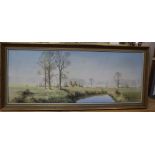 Michael Morris, oil on canvas, Landscape with oast houses, signed, 35 x 91cmCONDITION: Possibly