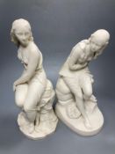 Two Minton parian ware figurines, tallest 39cmCONDITION: Tallest has two chips to the base at the