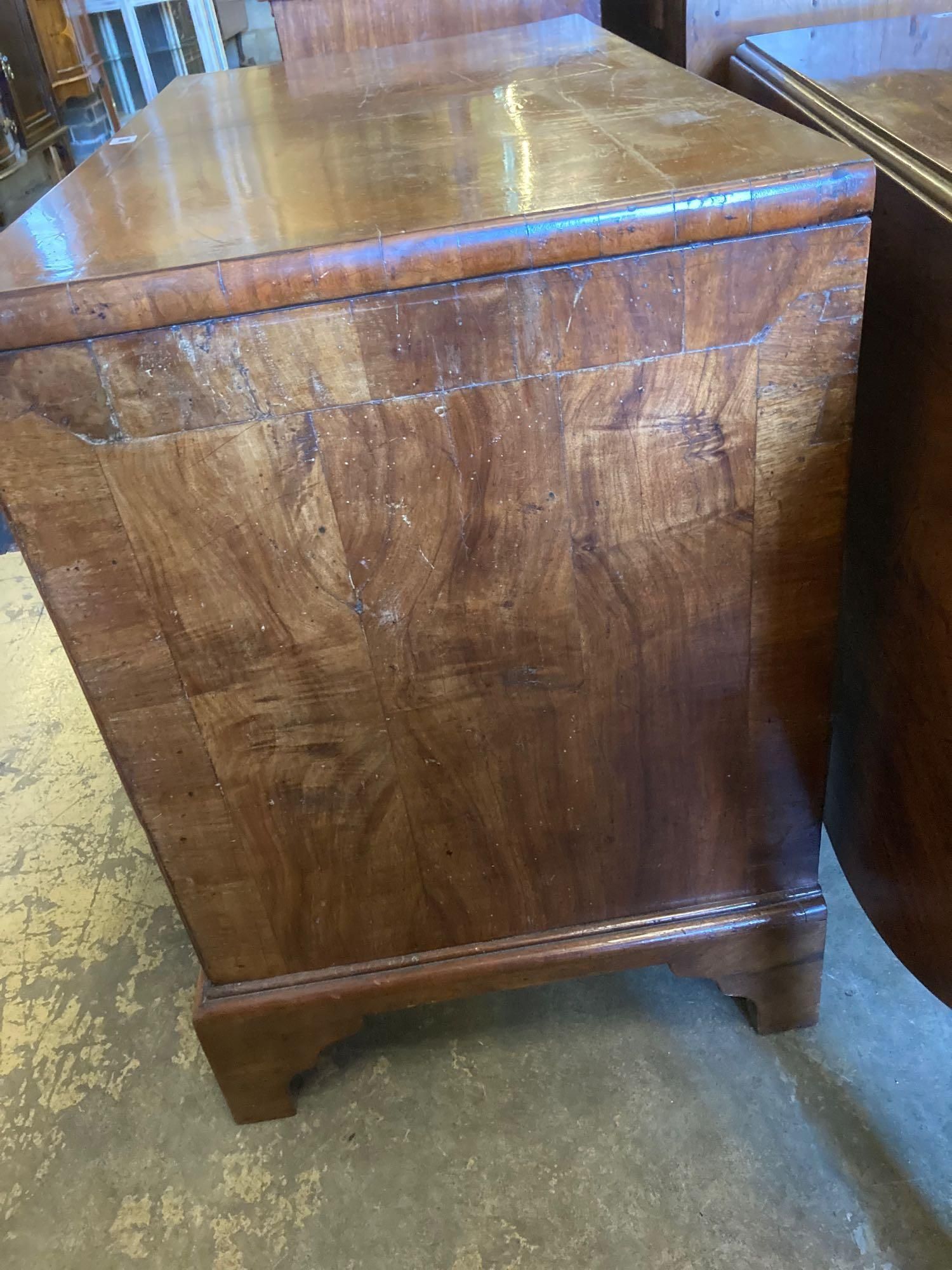 A walnut kneehole dressing table/desk, incorporating antique timbers, width 95cm height - Image 3 of 4