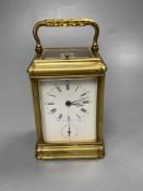 A brass repeating carriage clock- Drocourt, in gorge case, 16cm high including handleCONDITION: