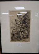 George Bain (1881-1968), drypoint etching, "Blind Ossian", signed and inscribed in