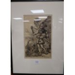 George Bain (1881-1968), drypoint etching, "Blind Ossian", signed and inscribed in