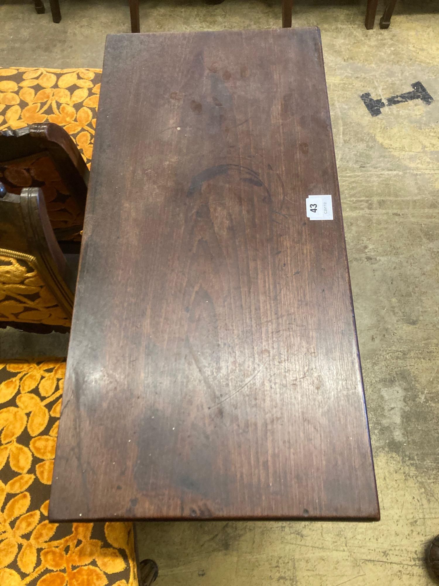 A mid 18th century mahogany folding top tea table, with frieze drawer, width 76cmCONDITION: Good - Image 2 of 4