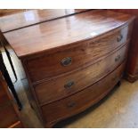 A Regency mahogany bowfronted chest of three graduated long drawers, width 113cmCONDITION: