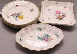 A quantity of 19th / 20th century Meissen flower painted plates or dishesCONDITION: Some light