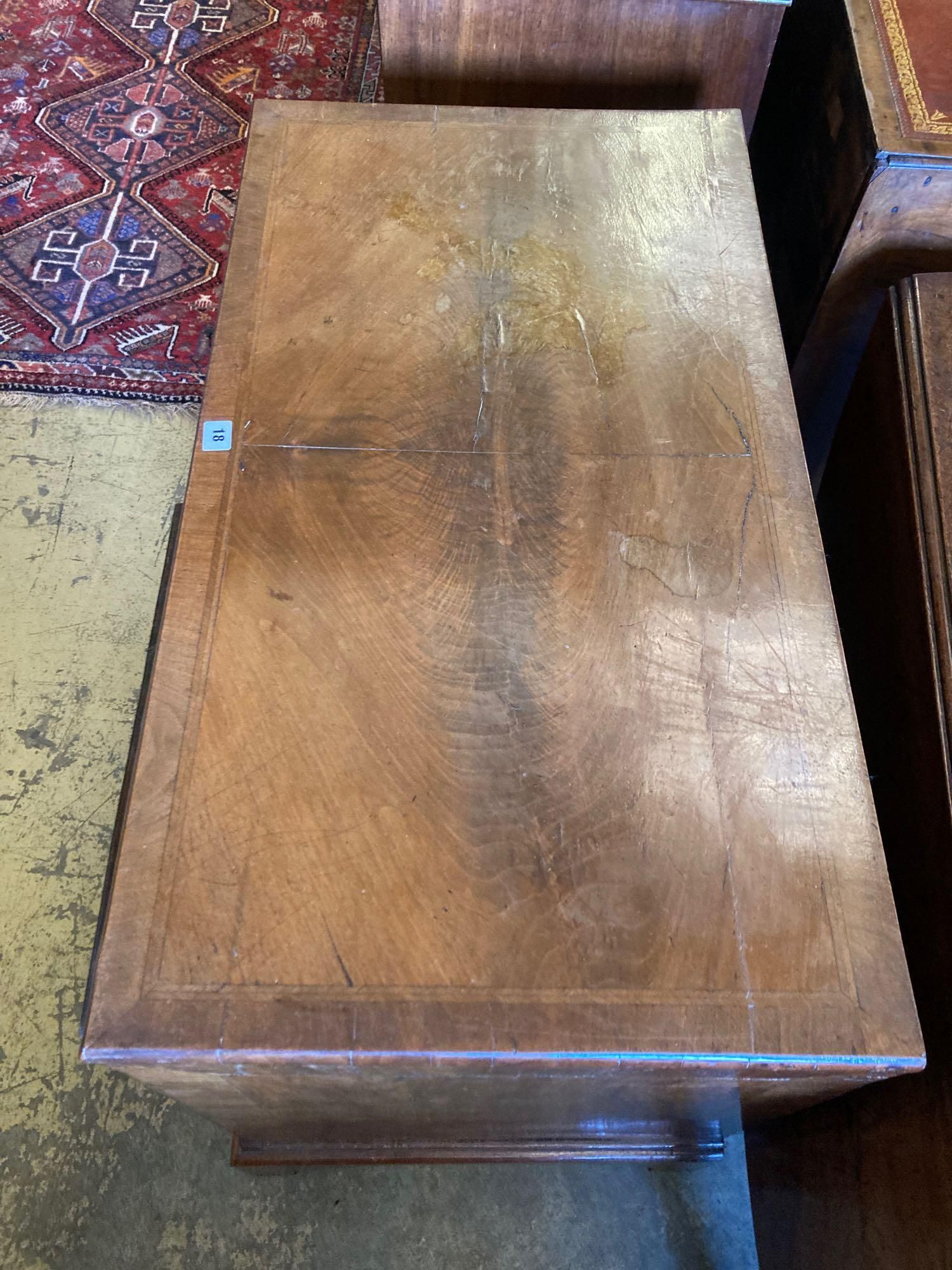 A walnut kneehole dressing table/desk, incorporating antique timbers, width 95cm height - Image 2 of 4