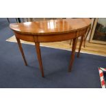 An Edwardian satinwood demi-lune console table, width 113cm height 77cmCONDITION: One or two small