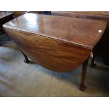 A George III mahogany drop-leaf dining table, width 122cmCONDITION: Good rich mid mahogany tone,