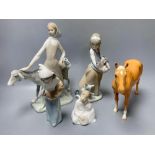 Three Lladro figures, largest 29cm, A Nao seated cherub and a Beswick horseCONDITION: Beswick