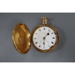 A George III 18ct gold hunter keywind duplex pocket watch by George Yonge, Strand, (a.f.), with