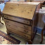 An Edwardian marquetry inlaid mahogany bureau, width 92cmCONDITION: Overall carcass rather faded,