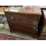A George III mahogany four-drawer chest of small proportions, width 90cmCONDITION: Repolished at