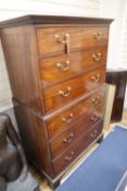 A George III mahogany chest on chest, width 102cmCONDITION: Of good rich colour and fair state of