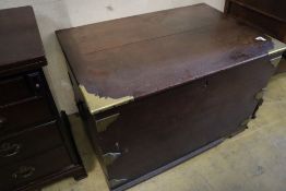 A late Georgian mahogany brass bound trunk, width 95cmCONDITION: Good heavy timbers, one