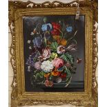 Robert Dumont-Smith (1908-199), Flower Piece, dated 1974, oil on canvas, carved giltwood frame, 50 x