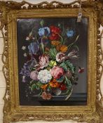 Robert Dumont-Smith (1908-199), Flower Piece, dated 1974, oil on canvas, carved giltwood frame, 50 x