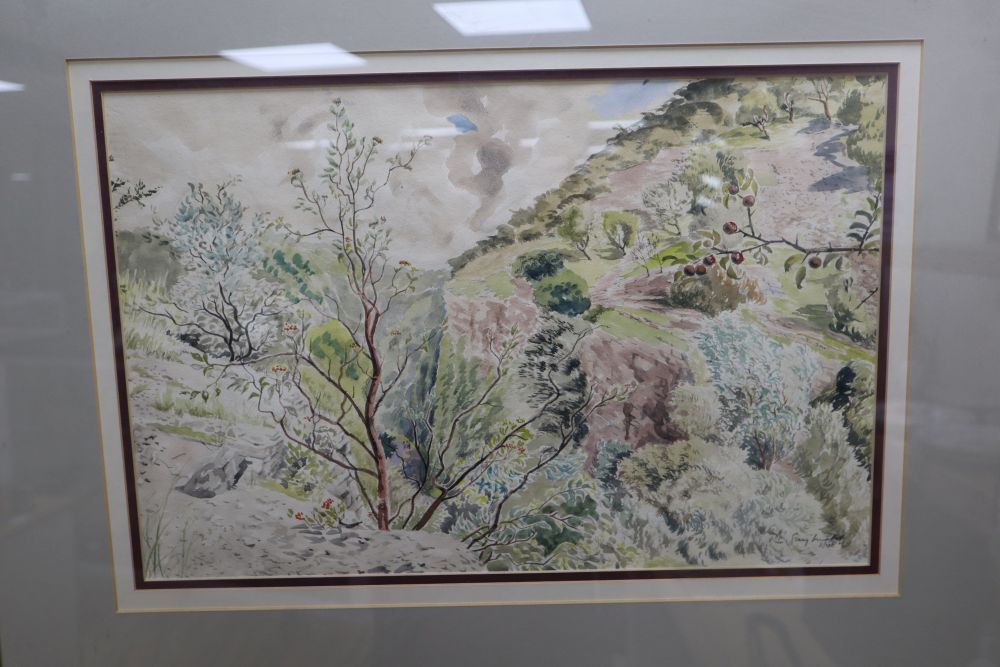 Guy Mallett (1900-1973), View of Cheddar Gorge, signed and dated 8/48, watercolour, 31 x