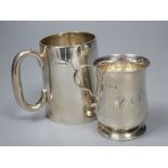 A Victorian silver christening mug, 89mm and an Edwardian silver christening mug, 76mm, gross 7.5