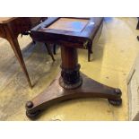 A Regency rosewood breakfast table base, lacking topCONDITION: Patching and losses to the veneer