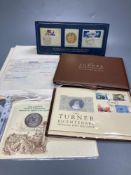 Medallic First Day Covers and Stamps, comprising: The Turner Bicentenary (x 2), Apollo-Soyuz Space