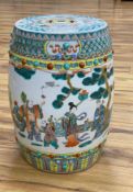 A Canton polychrome-decorated ceramic garden seat, 48cm highCONDITION: No damage noted, would