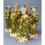 A set of six Chinese Tang style sancai pottery figures of female musicians, 32cmCONDITION: Good