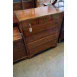 A brass mounted yew wood campaign style chest of three short and four graduated long drawers,