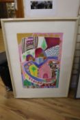 Sylvia Edwards, silkscreen print, 'Eastern village', signed, 19/150, 103 x 75cmCONDITION: Good clean