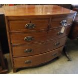 A Regency mahogany bowfront chest of five drawers, width 88cmCONDITION: Overall good clean