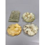 A group of four Chinese jade and hardstone carvings