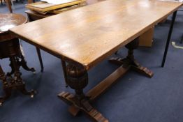 A small 17th century style oak refectory table, 137 x 69cm height 74cmCONDITION: Top faded and