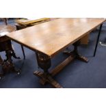 A small 17th century style oak refectory table, 137 x 69cm height 74cmCONDITION: Top faded and