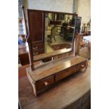 A Regency mahogany five drawer bowfront chest, width 91cm and a mahogany toilet mirror, width