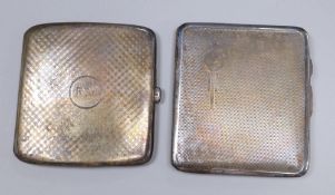 A George V silver cigarette case by Mappin & Webb, Birmingham, 1911, 84mm, gross 110 grams and a