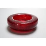 A Whitefriars red 'bubble' glass dish, 12.5cm diameterCONDITION: Provenance - Andrew Rudebeck