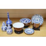 A group of Chinese and Japanese blue and white porcelain, including an 18th century Batavia ware cup