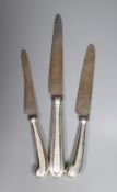 A matched set of twelve 19th century silver thread pattern table knives, 27.3cm and a set of