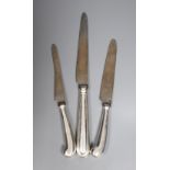 A matched set of twelve 19th century silver thread pattern table knives, 27.3cm and a set of