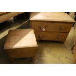 A late Victorian pine two drawer chest, width 82cm depth 47cm height 55cm and a Victorian pine